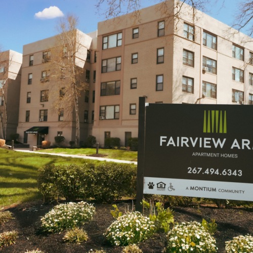 Front of Fairview Arms Apartments in Philadelphia, PA