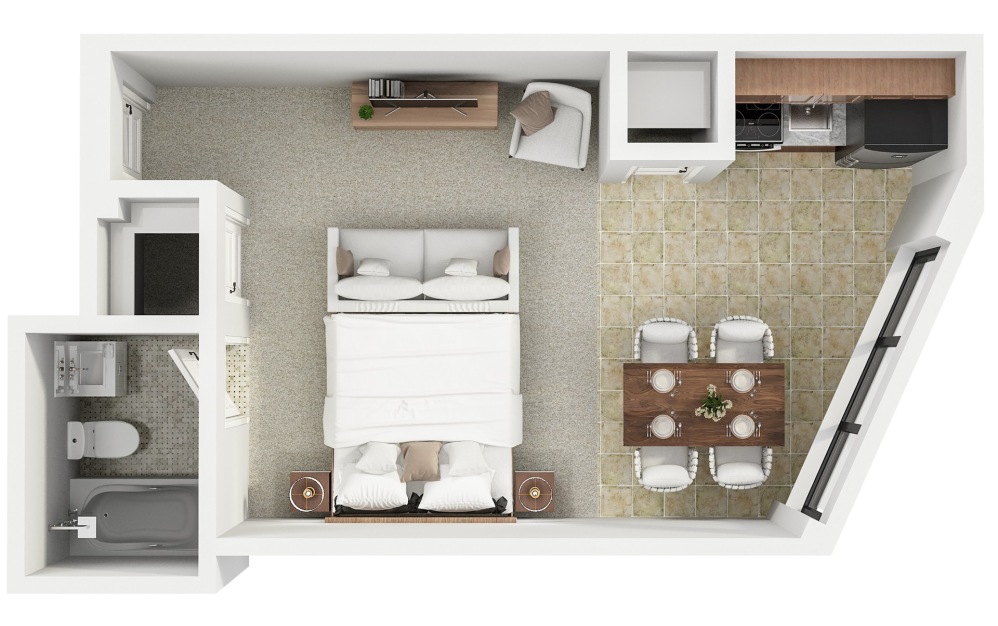 Floor plan of a studio apartment at Fairview Arms Apartments in Philadelphia, PA